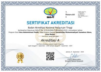 Sertifikat Akreditasi Program Studi Ilmu Administrasi Publik